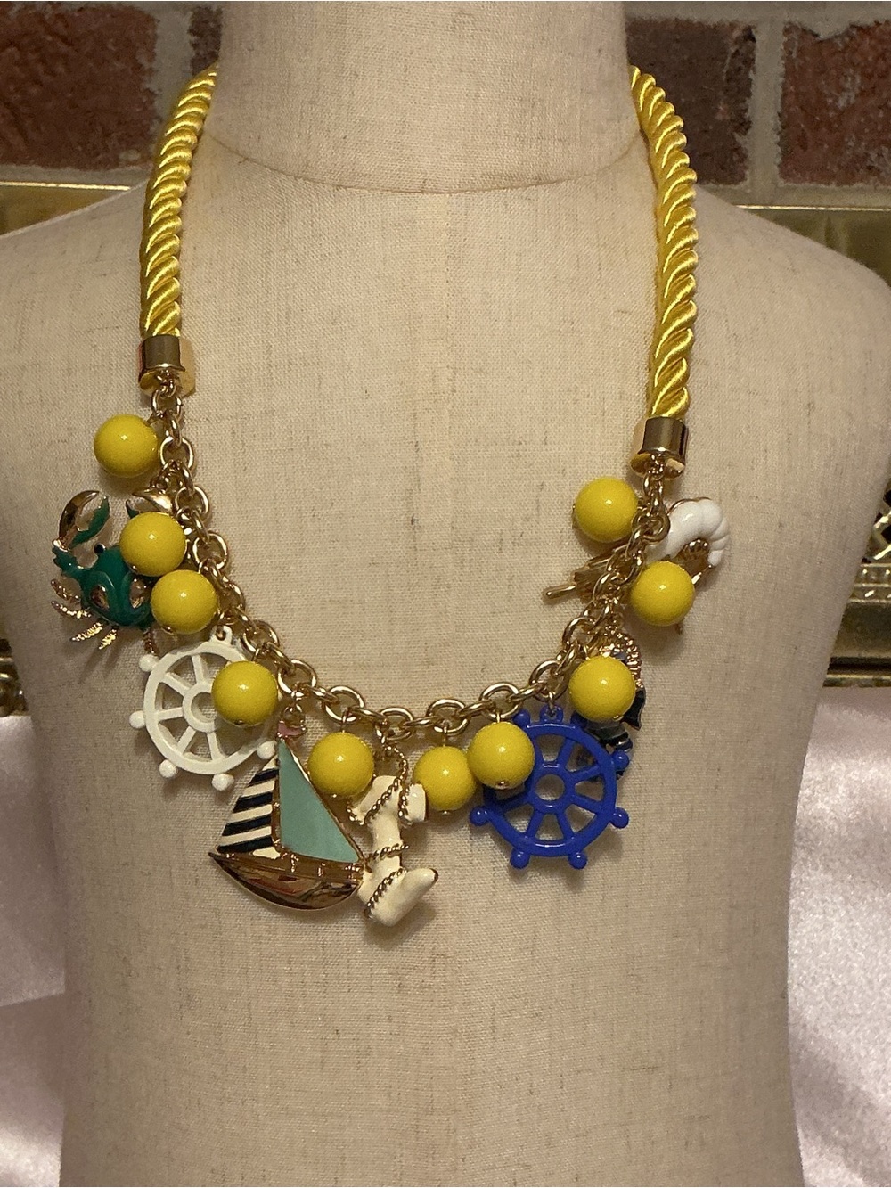 Talbots Yellow Nautical Charm Beaded Necklace